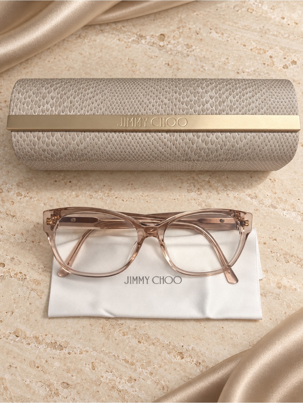 Authentic Jimmy Choo JC371 FMW Designer Eyeglasses – Blush Pink/Crystal